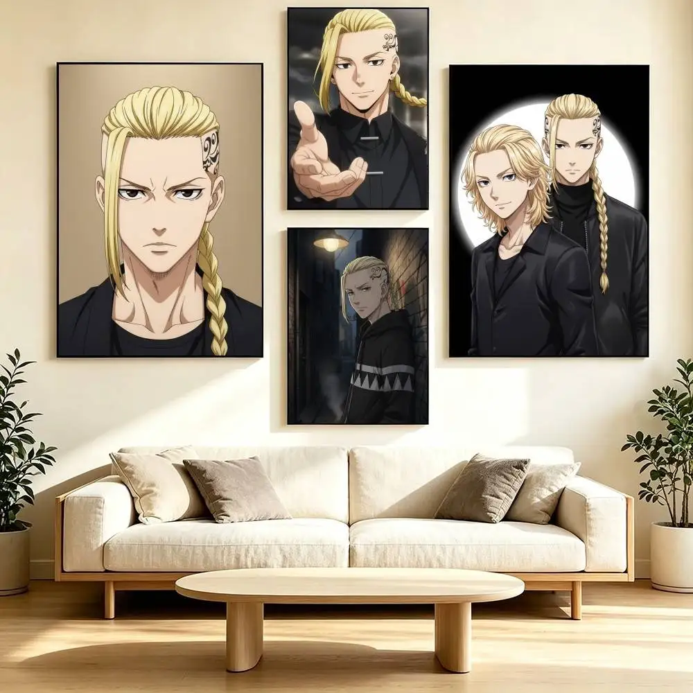T-Tokyo Revengers K-Ken Ryuguji  Poster Waterproof Wall Art Sticker For Bar Living Room Vintage Decor High Quality Print Gift