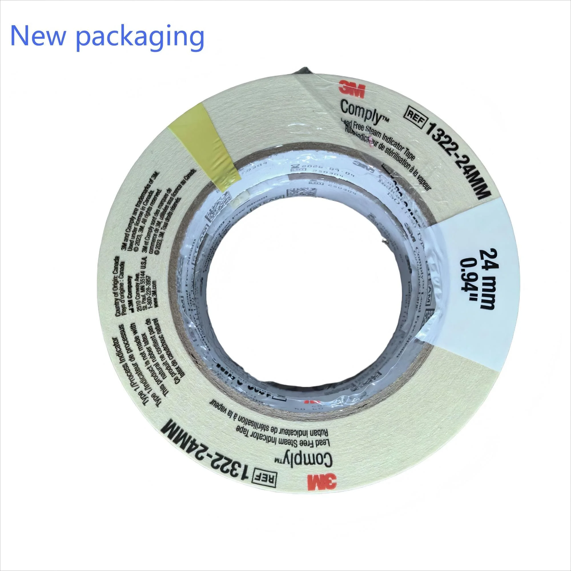 

3M 1322 Steam Sterilization Indicator Tape 24mm × 55m (New and old packaging will be shipped randomly)55 meters per roll