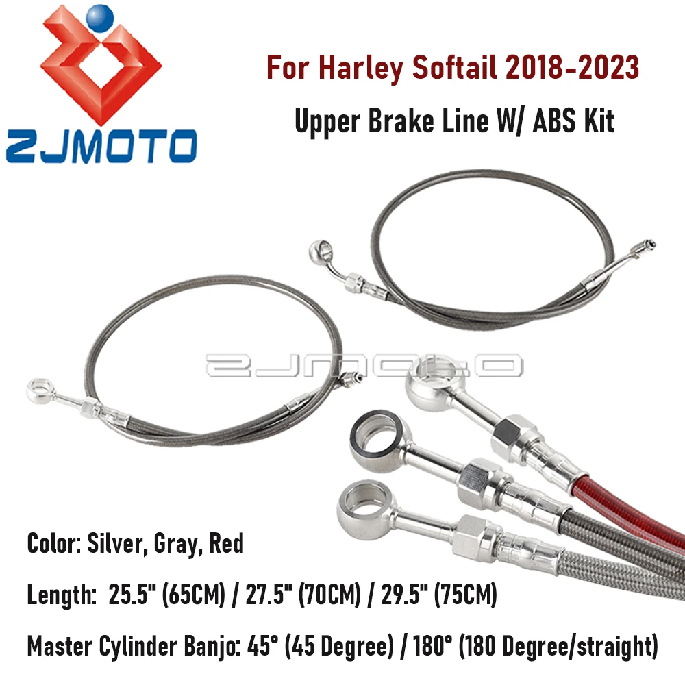 Motorcycle Braided Brake Pipe Line Cable Oil Hose Tube For Harley Softail Slim Street Bob Low Rider S ST Deluxe 18-23 FLHC FLFB