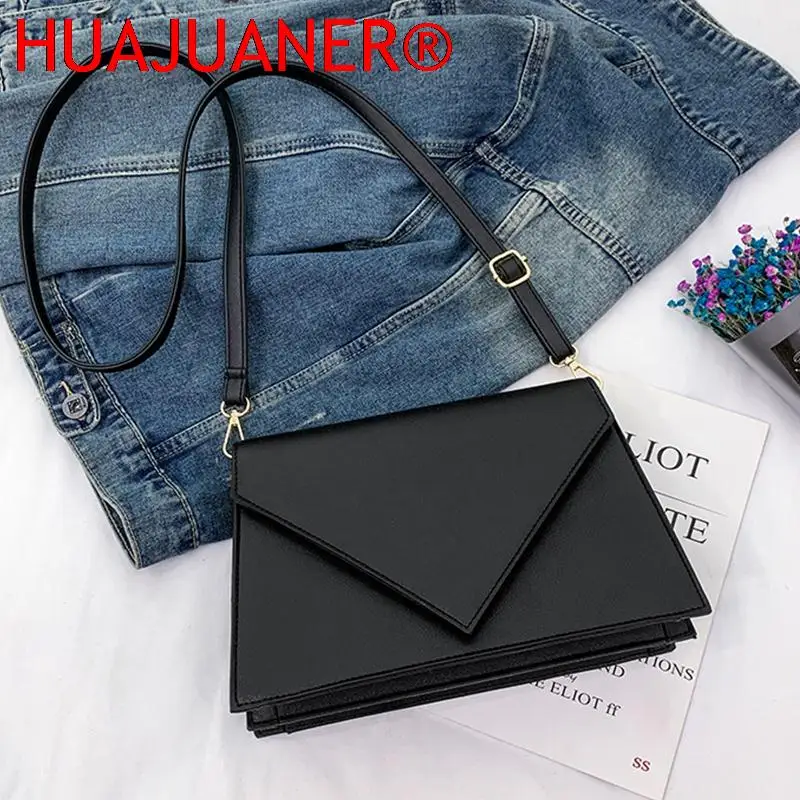 Vintage Envelope Shoulder Bag For Women PU Leather Crossbody Bag Fashion Small Square Bag Solid Color Flap Messenger Handbag sac