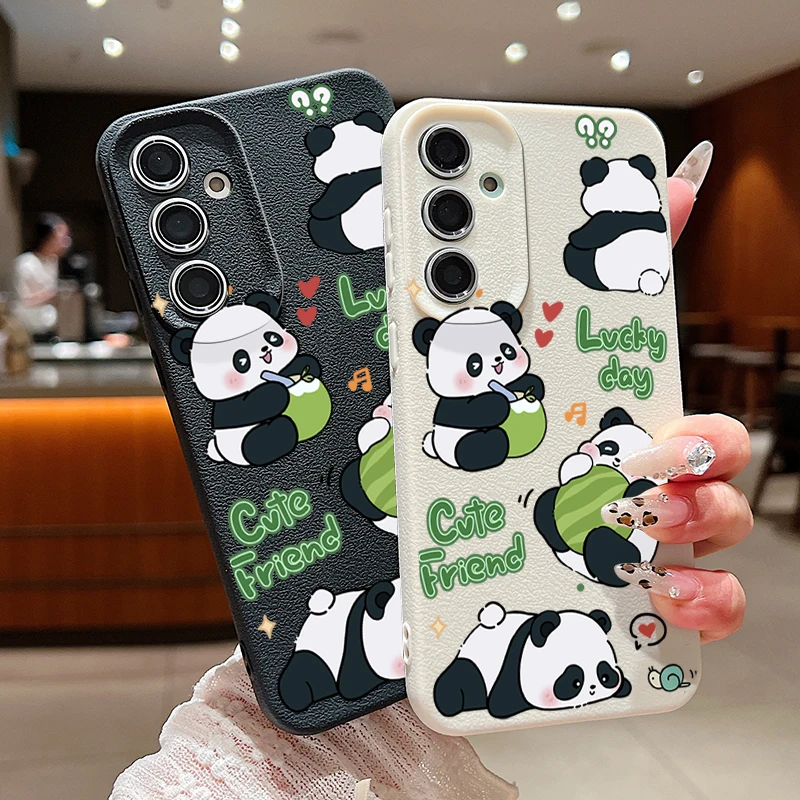 Smart Baby Panda Phone Case For Samsung Galaxy S24 S23 Ultra S22 S21 S20 FE A14 A15 A16 A25 A34 A35 A52 A53 A54 A55 5G Cover