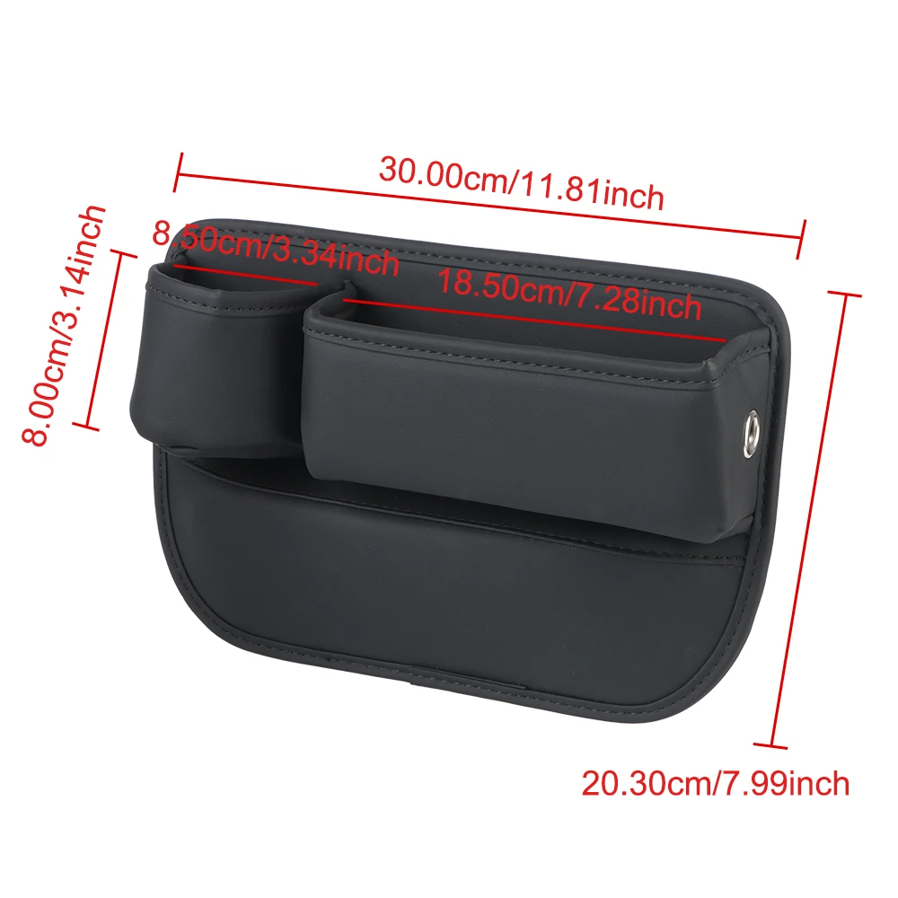 With Cup Holder Car Seat Gap Organizer for Cellphones Pu Leather Auto Console Side Storage Box Multifunction image 2