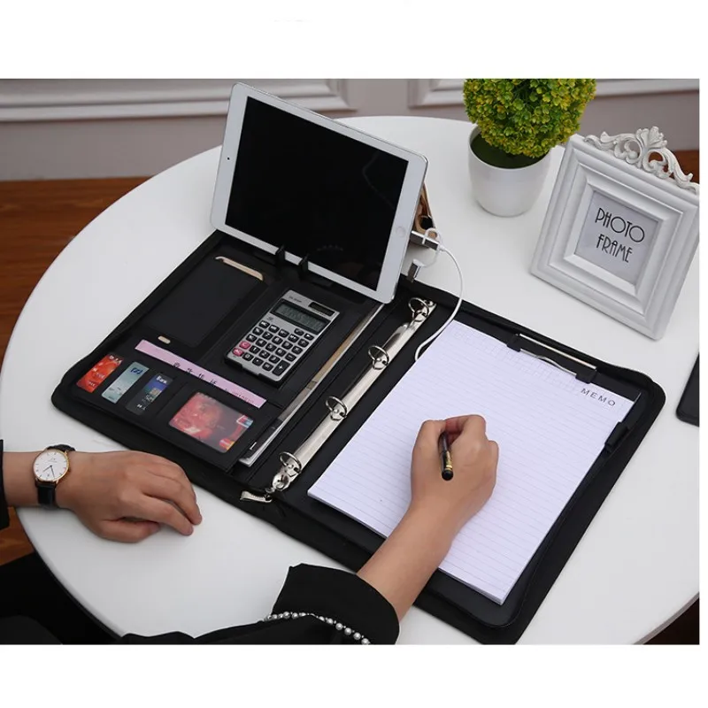 Multifunctional A4 Conference Folder Business Stationery Folder Leather Contract File FoldersTravel Document Folder