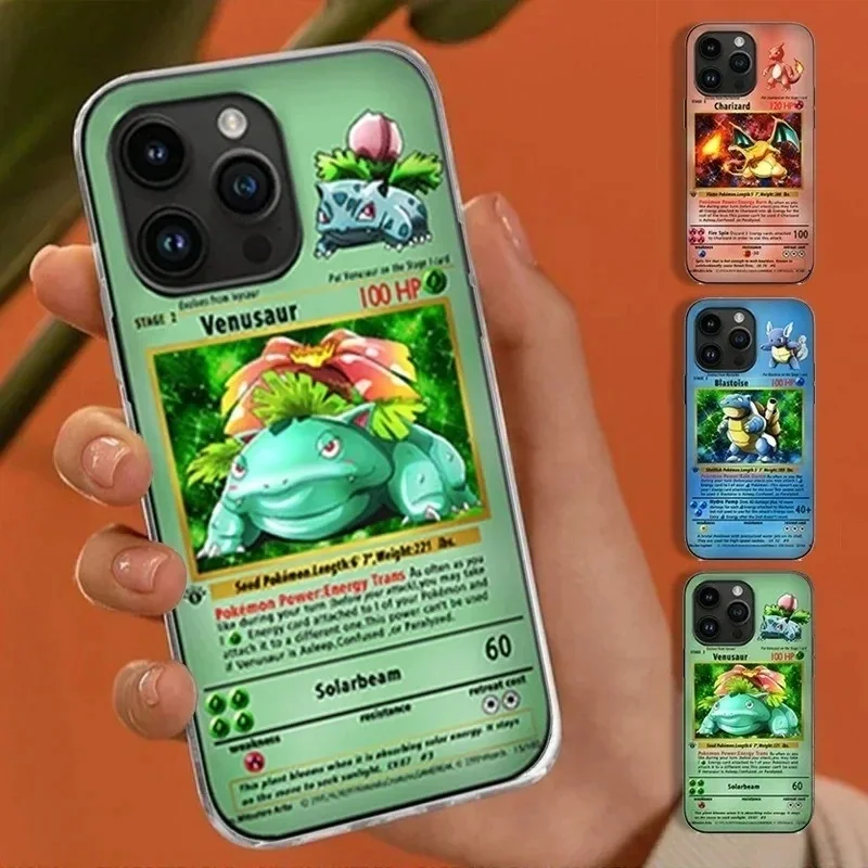 

Cute Cartoon P-Pokemon Charizard Blastoise Venusaur 3D illusion Anime Case For iPhone 17 15 13 12 11 14 16 Pro Max Plus Cover