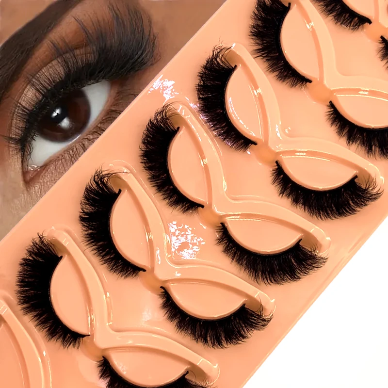 HBZGTLAD 7 Paar künstliche Wimpern aus Nerzimitat, langes und weiches, natürliches Kreuzdesign, wiederverwendbare Wimpern