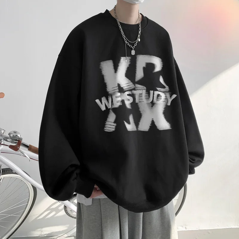 New Men's Goth Letter Crewneck Sweatshirts Autumn Hip Hop Fashion Fleece Pullover Hoodies Hombre Y2K Streetwear Oversize Clothes