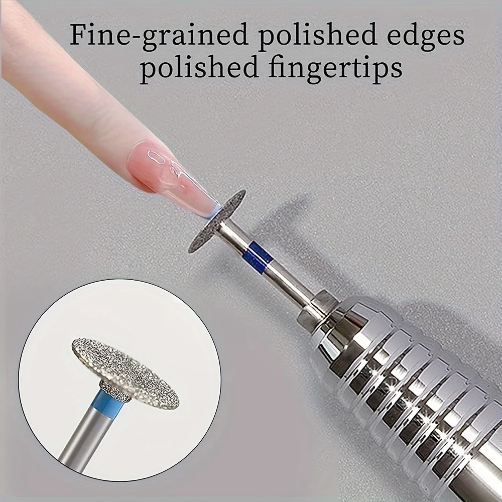 Manicure Flying Saucer Polishing Head T Round Emery Metal Polishing Short Nail Tip Trimming Polishing Tool Nail Drill Bits