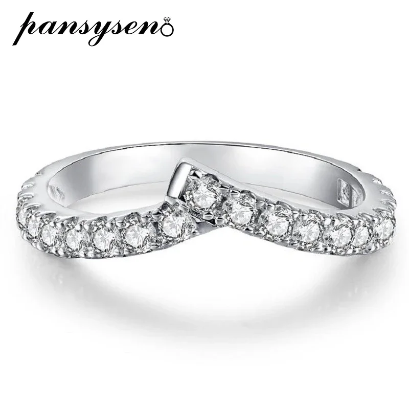 

PANSYSEN Classic 925 Sterling Silver Sparkling High Carbon Diamond Wedding Bands Engagement Ring for Women Fine Jewelry Gift