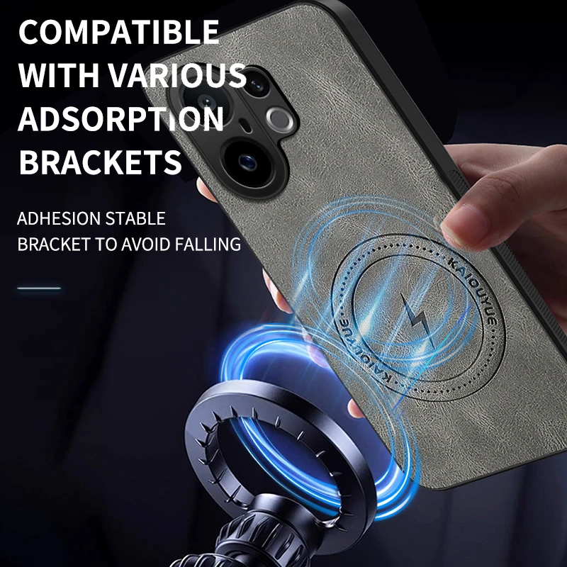 حافظة مغناطيسية لهاتف Vivo X200 FE حافظة MagSafe Napa محكم PU أغطية جلد سيليكون لهاتف Vivo X 200 FE 5G S30 Pro مصد صغير