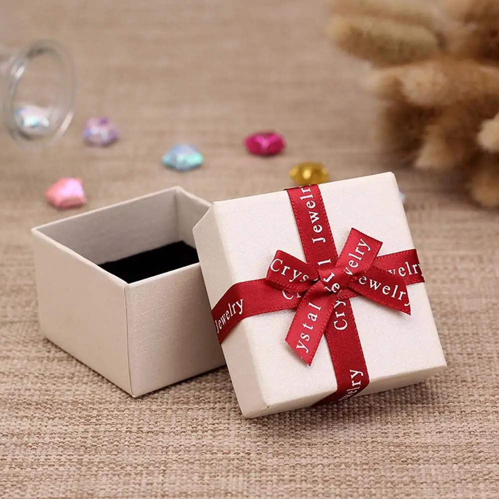 Earring Case Necklace Case Bowknot Beige Color 1 PC Rings Case Paper box Gift Boxes Jewelry Packing Jewelry Boxes