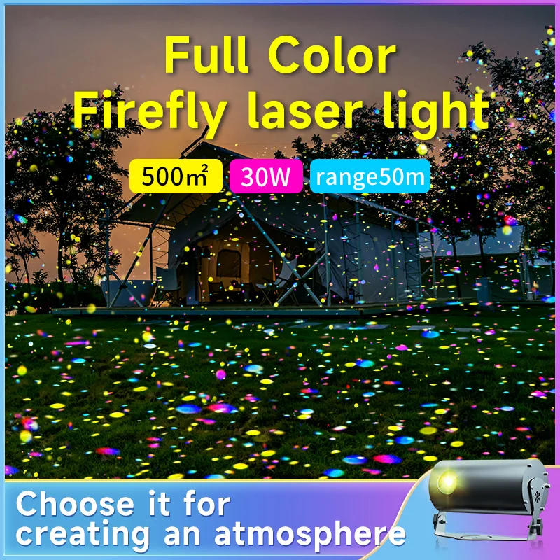 Firefly Laser Projector Waterproof IP65 Remote Dynamic Firefly Effect Starry Sky Garden Party Christmas Decoration Light