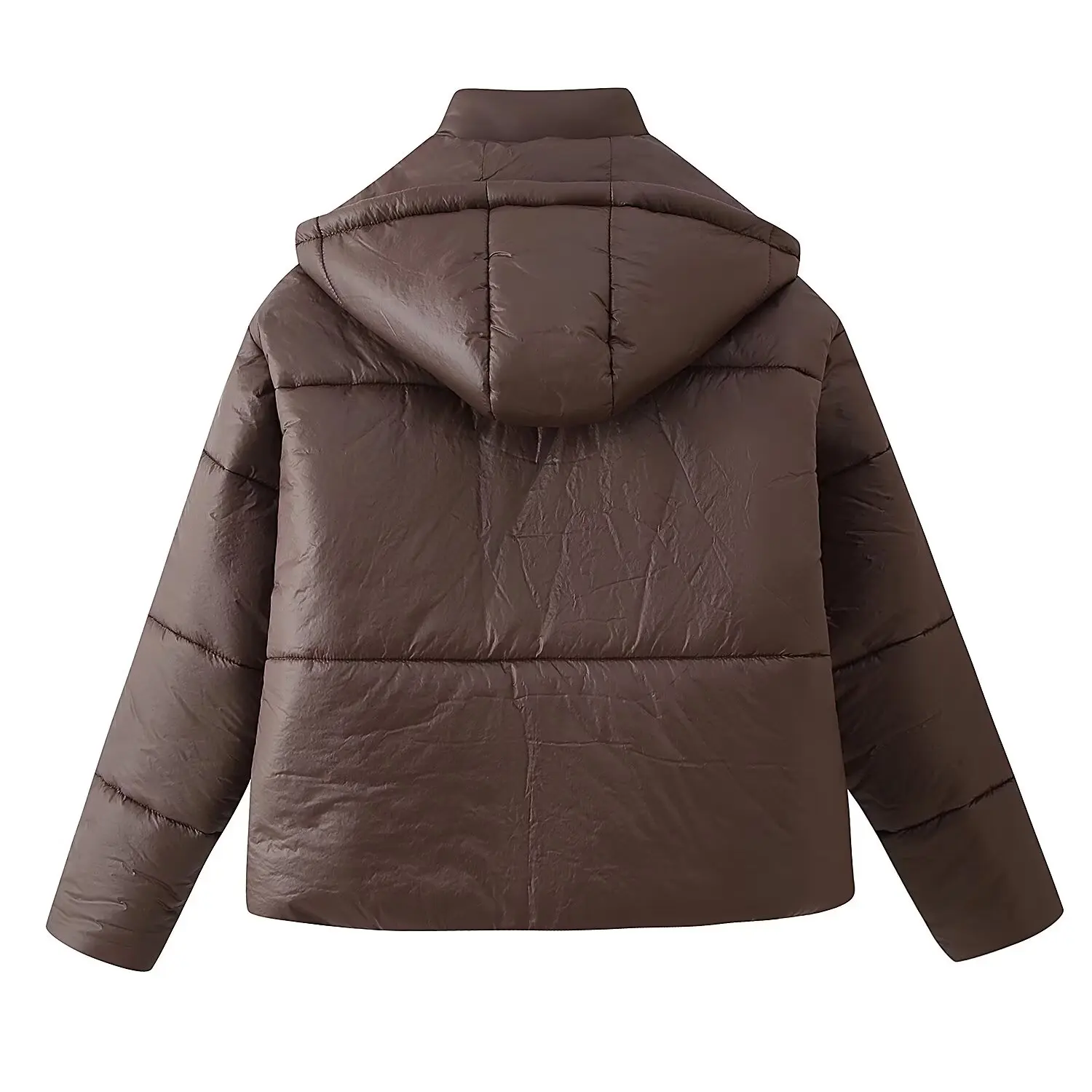 JNLEAOG feminino Thiened longo Sve com capuz cor pura algodão Jaet gola rua Sle outono nova chegada