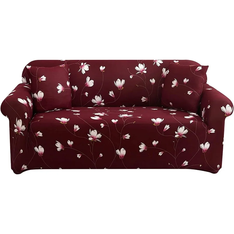 

Patterned Stretch Sofa Cover for 2 Seater Loveseat and Cushion Couch Set Durable Printed Slipcover with Elastic Edges for Easy