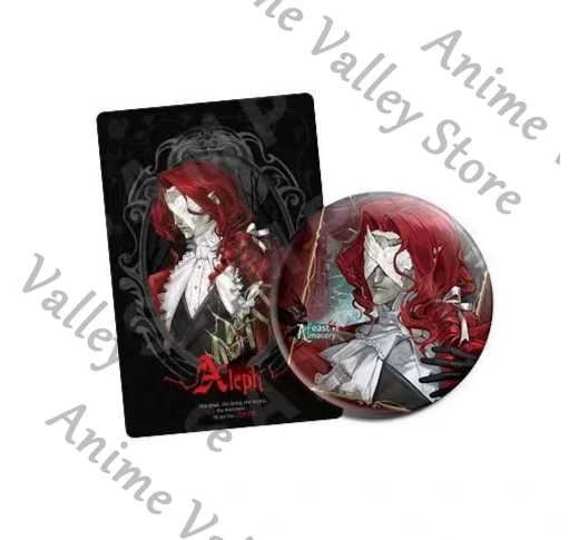 Genuine Reverse:1999 Windsong Aleph Cristallo Anime Cosplay Insignia de Hojalata, Set de Tarjetas Coleccionables, Tarjetas con Emblemas de Dibujos Animados, Broche, Regalo