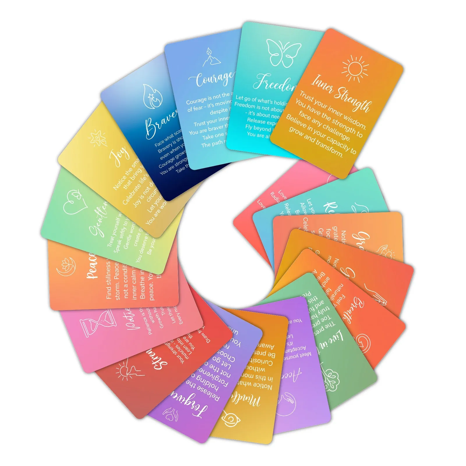 Rainbow Gradient Color English Motivation Phrase Cards Set Soothing Mind Blessing Message Gift Emotional Support Words
