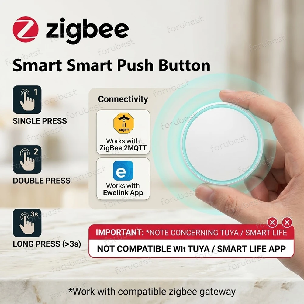 Botão Inteligente Ewelink Zigbee, Interruptor de Cena Sem Fio, Botão de Pressão Alimentado por Bateria, Suporte para Automação e Assistente Doméstico