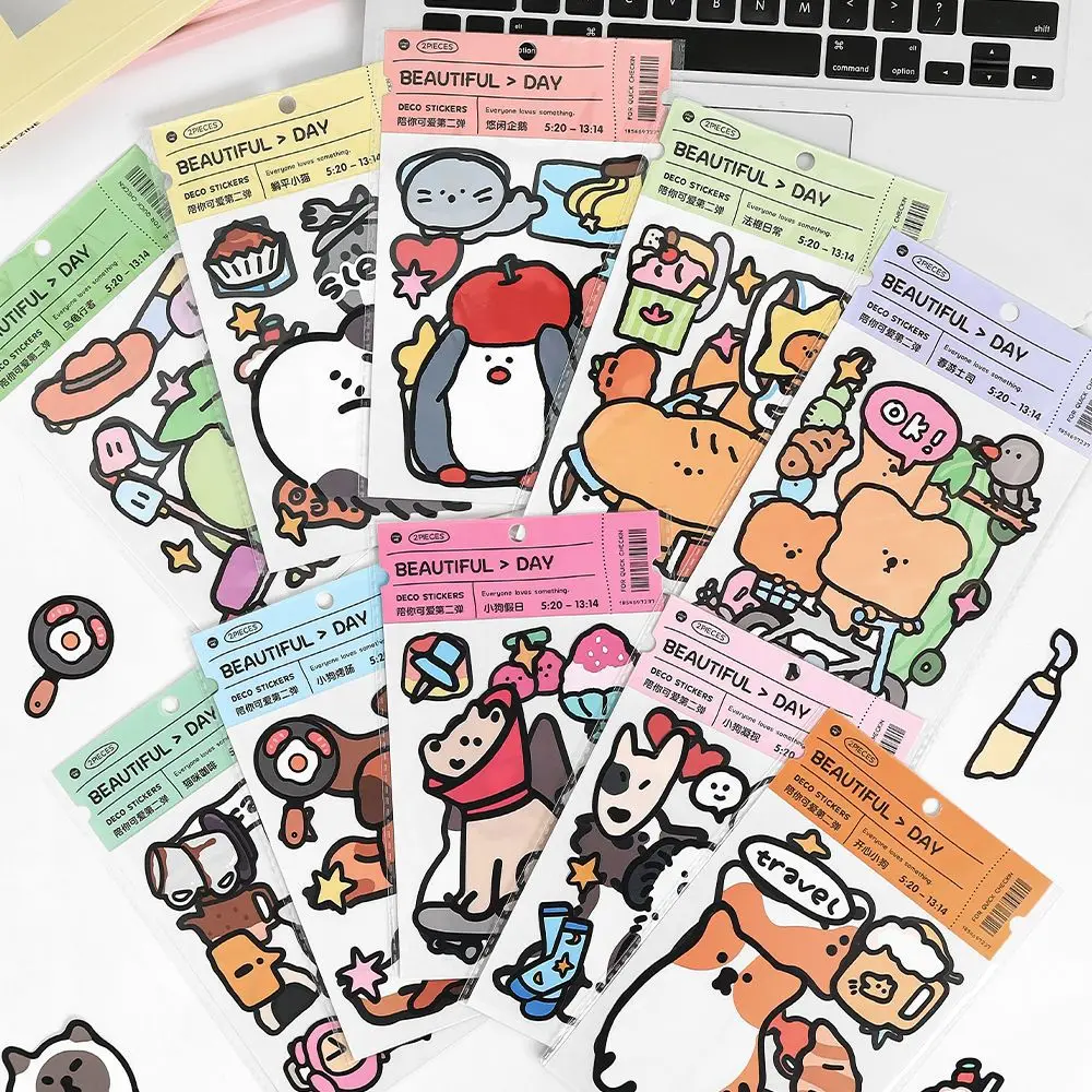 ورقتان من ملصقات الورق الاصطناعية لسكرابوكينغ المجلات، ديكور مذكرات جوكا اللطيفة، قرطاسية لاصقة مقاومة للماء #1