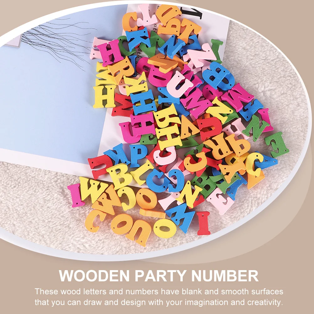 

200pcs 2 Bags 0-9 Wooden Numbers Alphabets Unfinished Crafts DIY Decoration Hanging Signs Kids Party English Letters Montessori