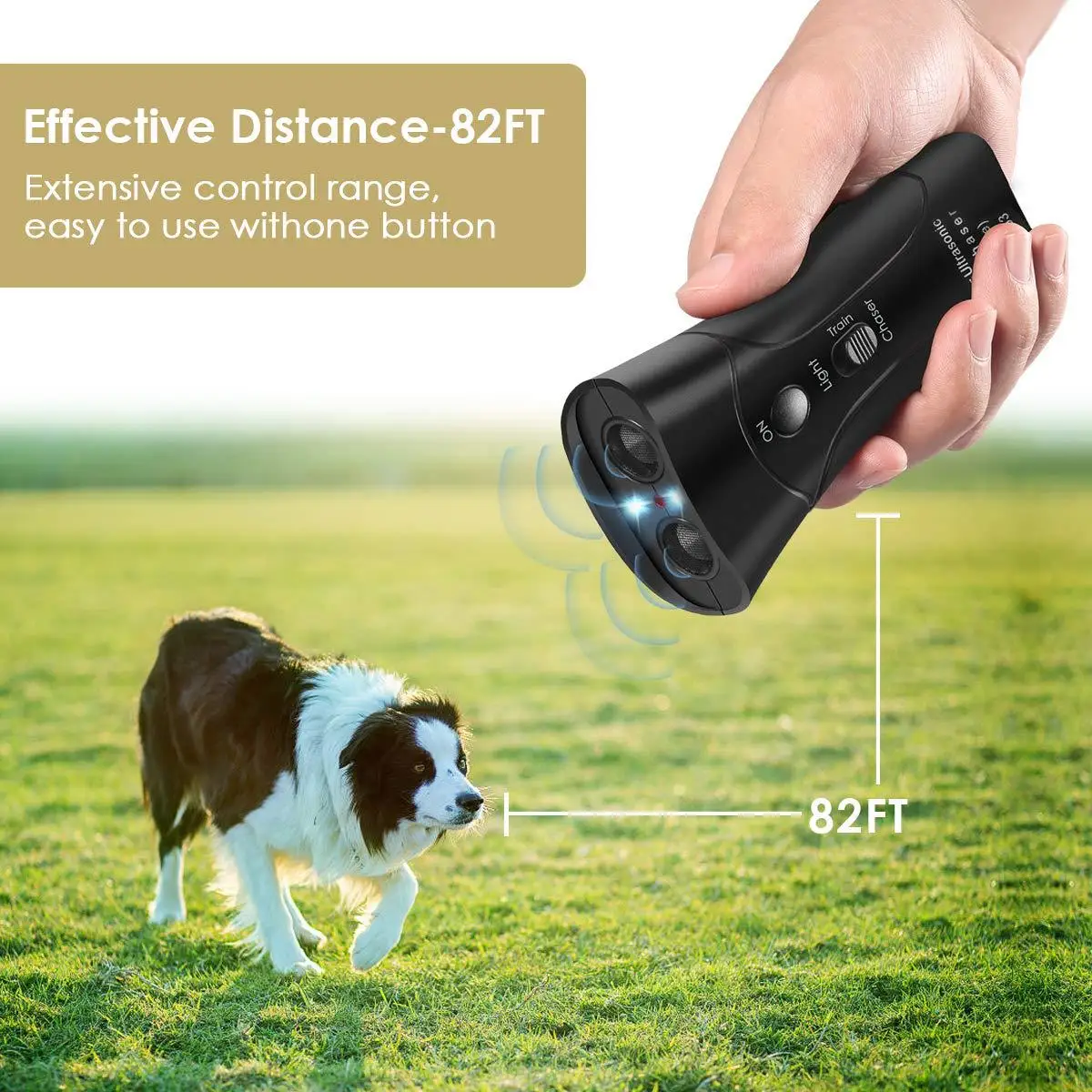 Repelente ultrasónico para perros, equipo de entrenamiento de disuasión de ladridos, antiladridos, linterna Led