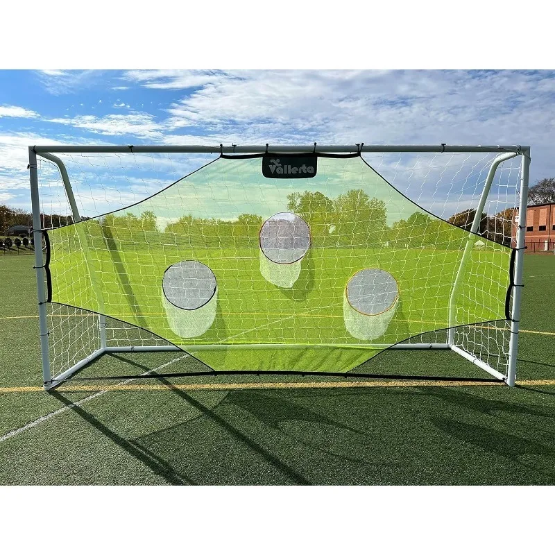 

Vallerta® Match 12x6 Ft Steel Soccer Goal + Skill-Shot Professional Soccer Shooting Practice Target Net & Rebounder.