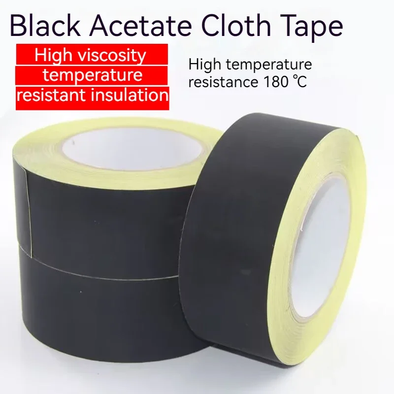 30M 5~50MM 1PCS Flame Retardant High Temperature Insulating Acetate Cloth Tape For LCD Repairing Black Acetic Acid Adhesive Tape