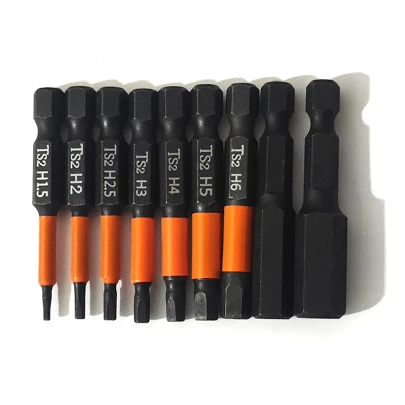 Juego brocas llave Allen magnéticas, Juego puntas destornillador cabeza hexagonal impacto, 9 Uds.