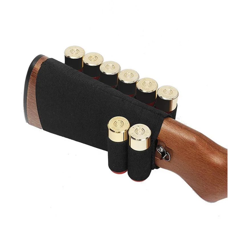 Elastic Buttstock 5/8 Rounds Shooting Shell Holder Mag Pouch Bandolier 12 20 Gauge Ammo Carrier Airsoft Rifle Shot Hunting Gear