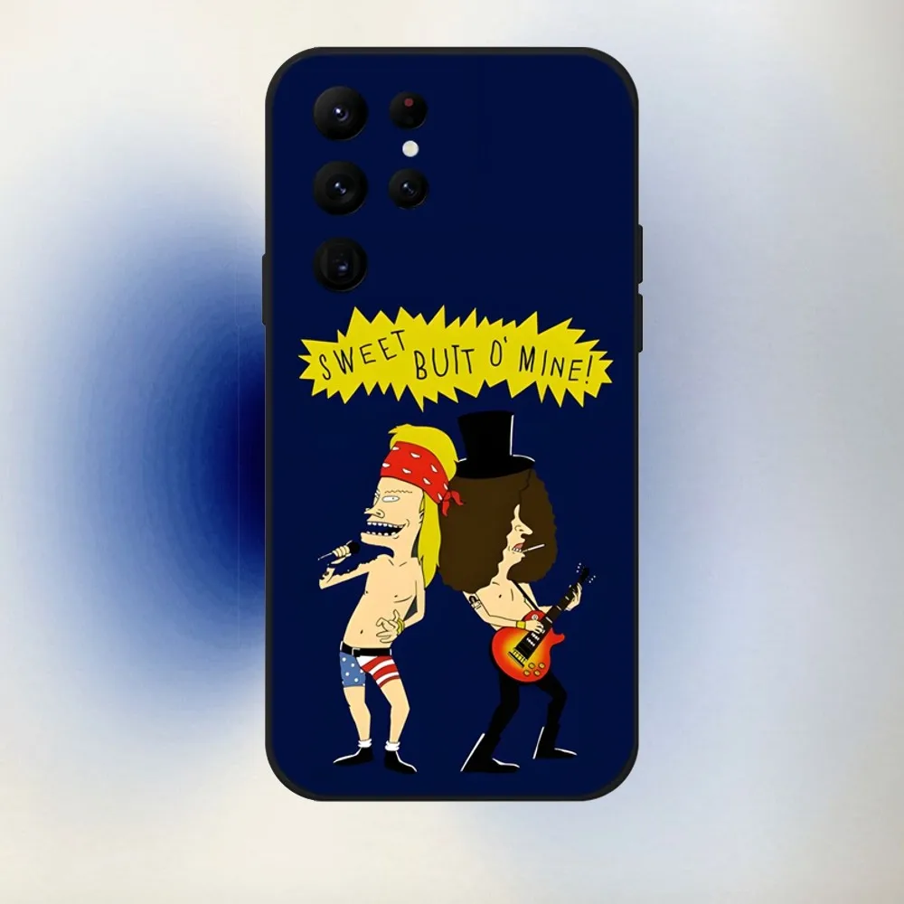 B-Beavis and Butthead Phone Case For Samsung S24,23,22,30,21,10,9,Ultra,Plus,Lite,FE,5G Black Soft Case