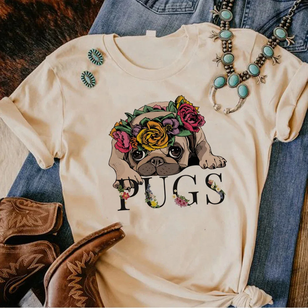 

Pug Tee women designer graphic summer t-shirts female streetwear y2k anime clothes