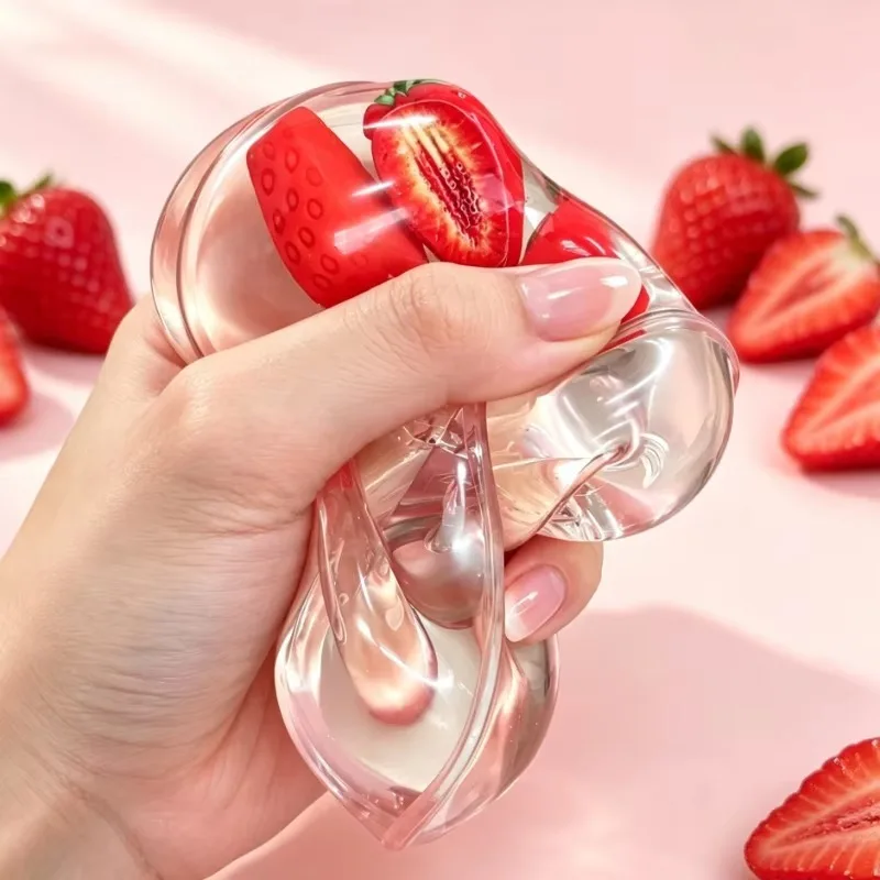 Erdbeer-Gelee-Streifen-Quetschspielzeug, transparentes Pfirsich-Maltose-Fidget-Sensorikspielzeug, Wassermelonen-Stressball, Quetschspielzeug, Partygeschenke – Detail 4