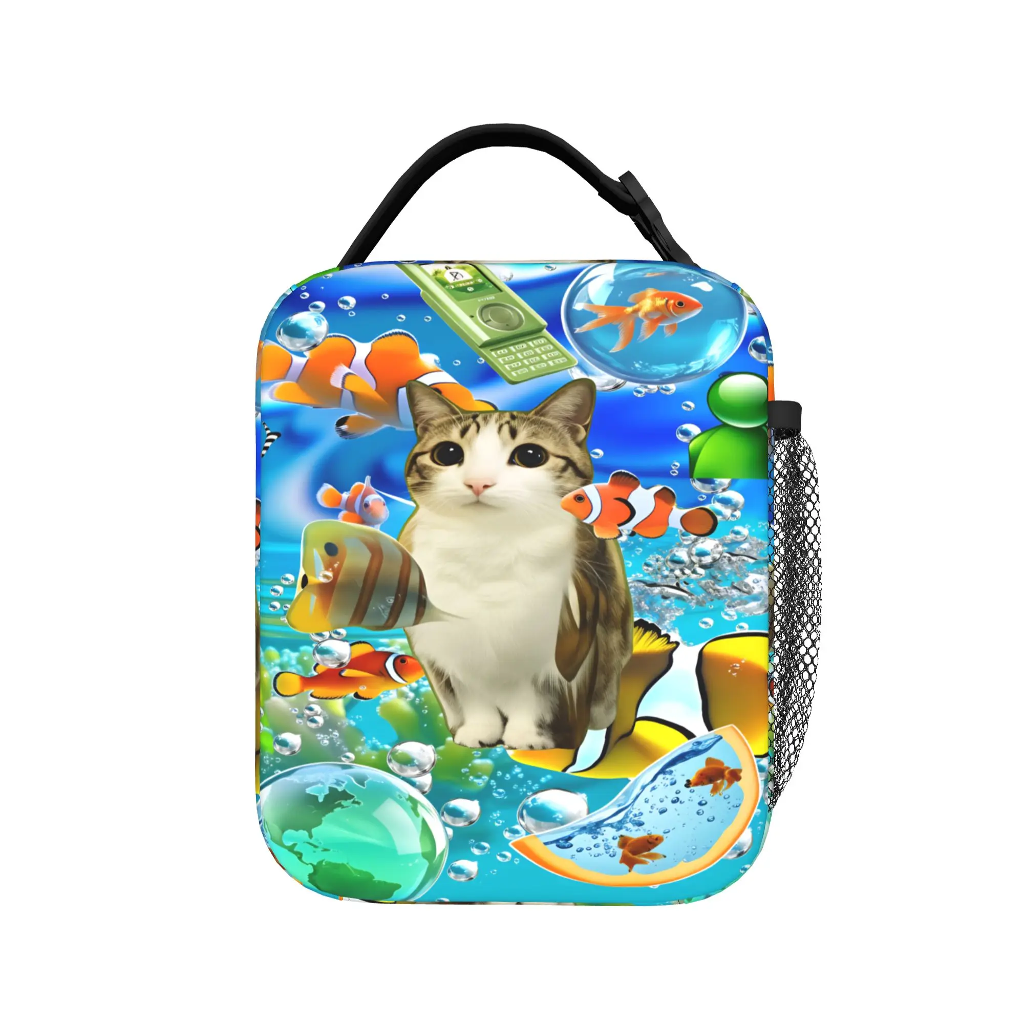 

Сумка для обеда Frutiger Aero Lunch Bag Cat Owl Meme, дорожная сумка для еды для взрослых, модная сумка-тоут с принтом, водонепроницаемая, удобная сумка-холодильник