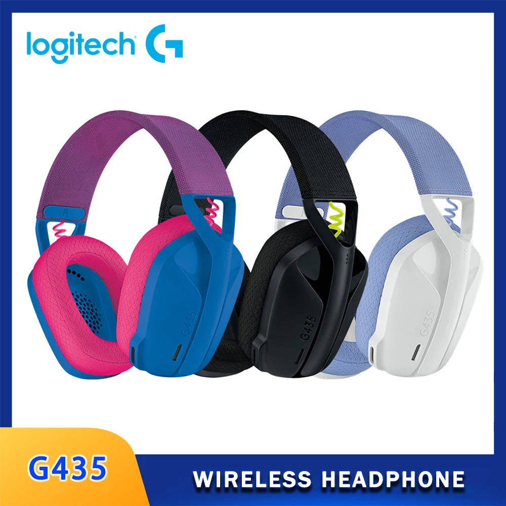 Logitech G435 LIGHTSPEED WIRELESS GAMING HEADSET 7.1 Surround Sound Gamer Bluetooth Headphone Compatible For Games And Music