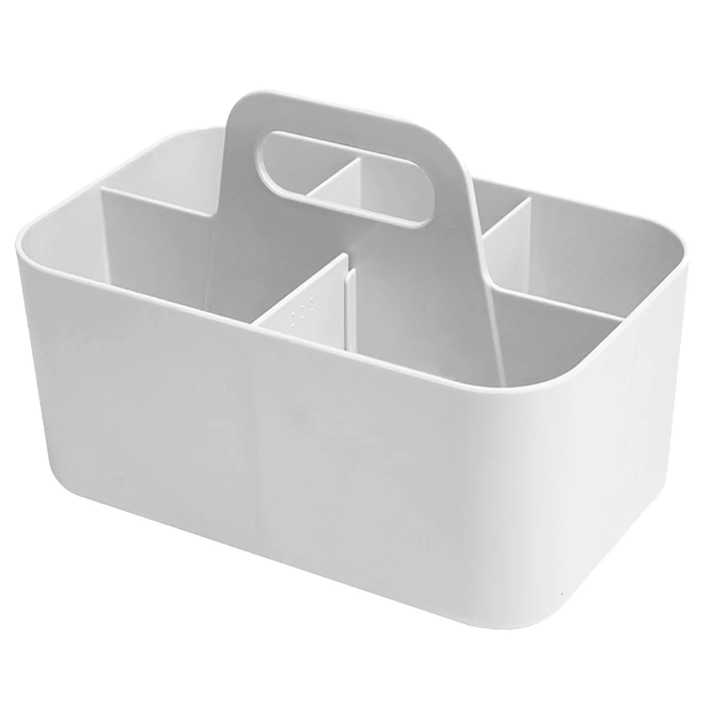 

Creative Student Stationery Holder Large Capacity White PP Material Storage Box for Markers Watercolor Pens Desktop Portable