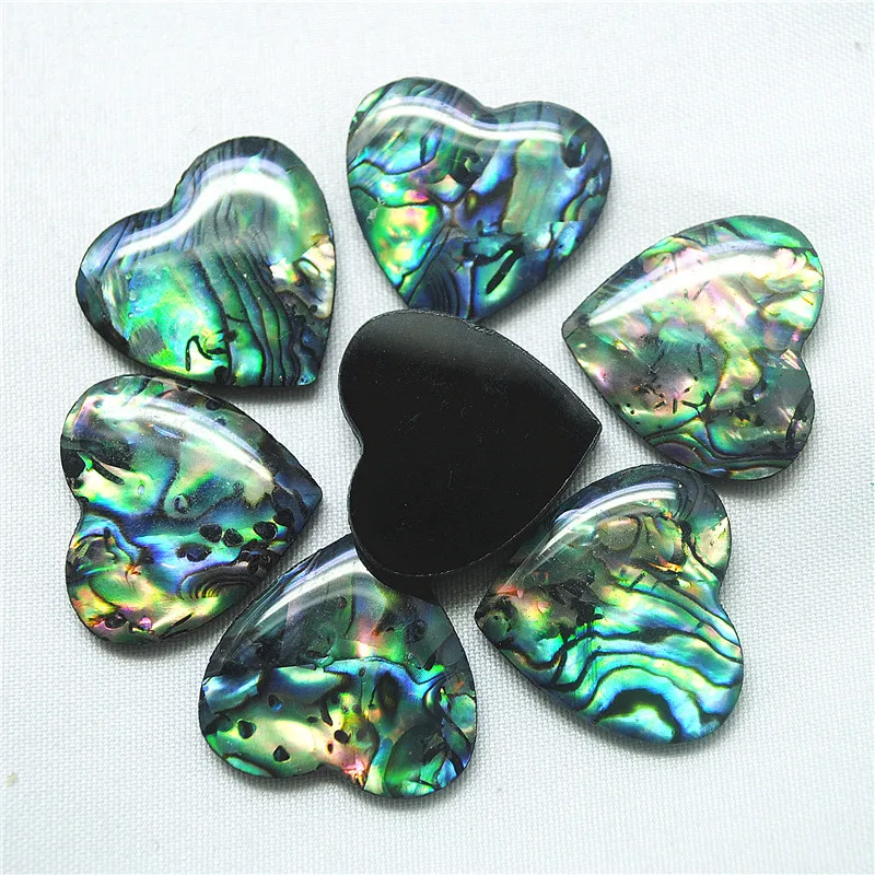 7PCS Natural Abalone Shell Paper Mother Of Pearl Cabochons Heart Shape 20MM DIY JEWELRY FINDINGS