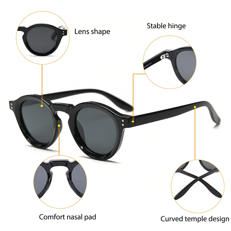 HBK Mode Polarisierte Sonnenbrille Männer Retro TR90 Hochwertige TAC Linsen Runde Sonnenbrille Frauen Fahren Angeln Brillen Reisen – Detail 3
