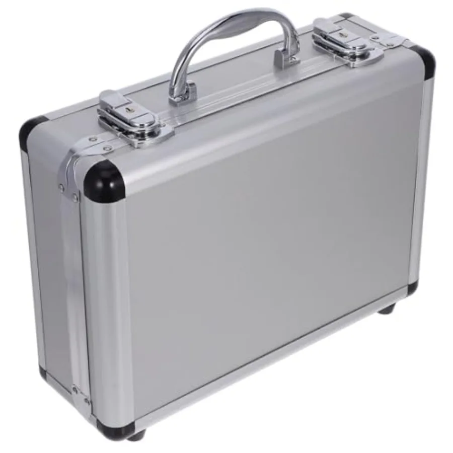 

12.5in Silver Aluminum Briefcase with Lock Aluminum Briefcase for Men or Women Metal Hard Case with Foam for Travelers