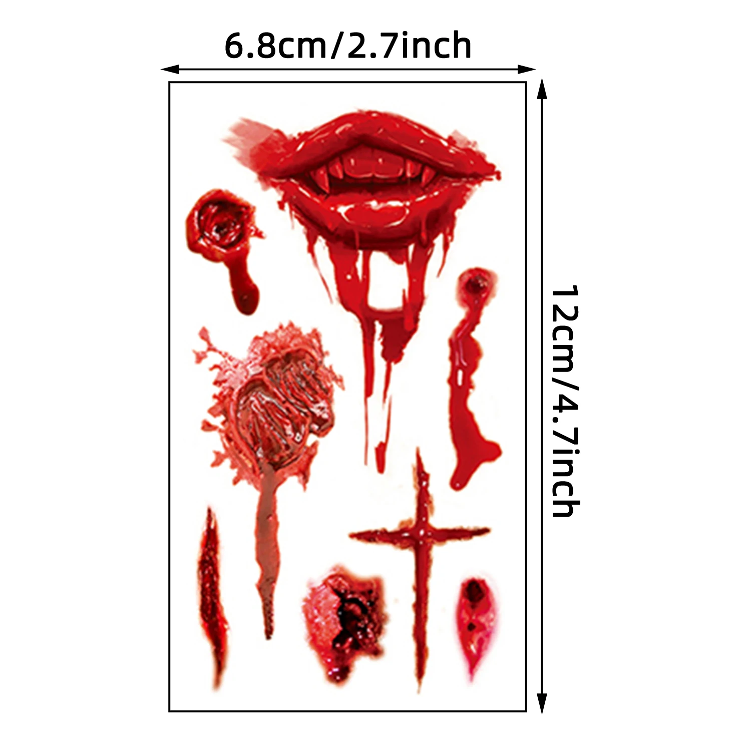 مجموعة ملصقات وشم مؤقتة مكونة من 10 قطع، تصميمات واقعية للجروح والندبات، مقاومة للماء، وشم فني لحفلات الهالوين للجسم والذراع #3