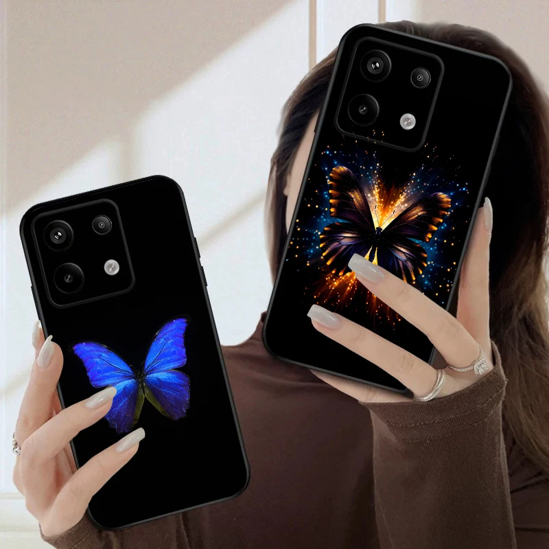 

Green Cute Butterfly For Redmi Note 9 9S 10 11 12 12S 13 Pro+ Plus 5G India 14 Pro 4G Global 14S 13C 14 silicone soft phone case