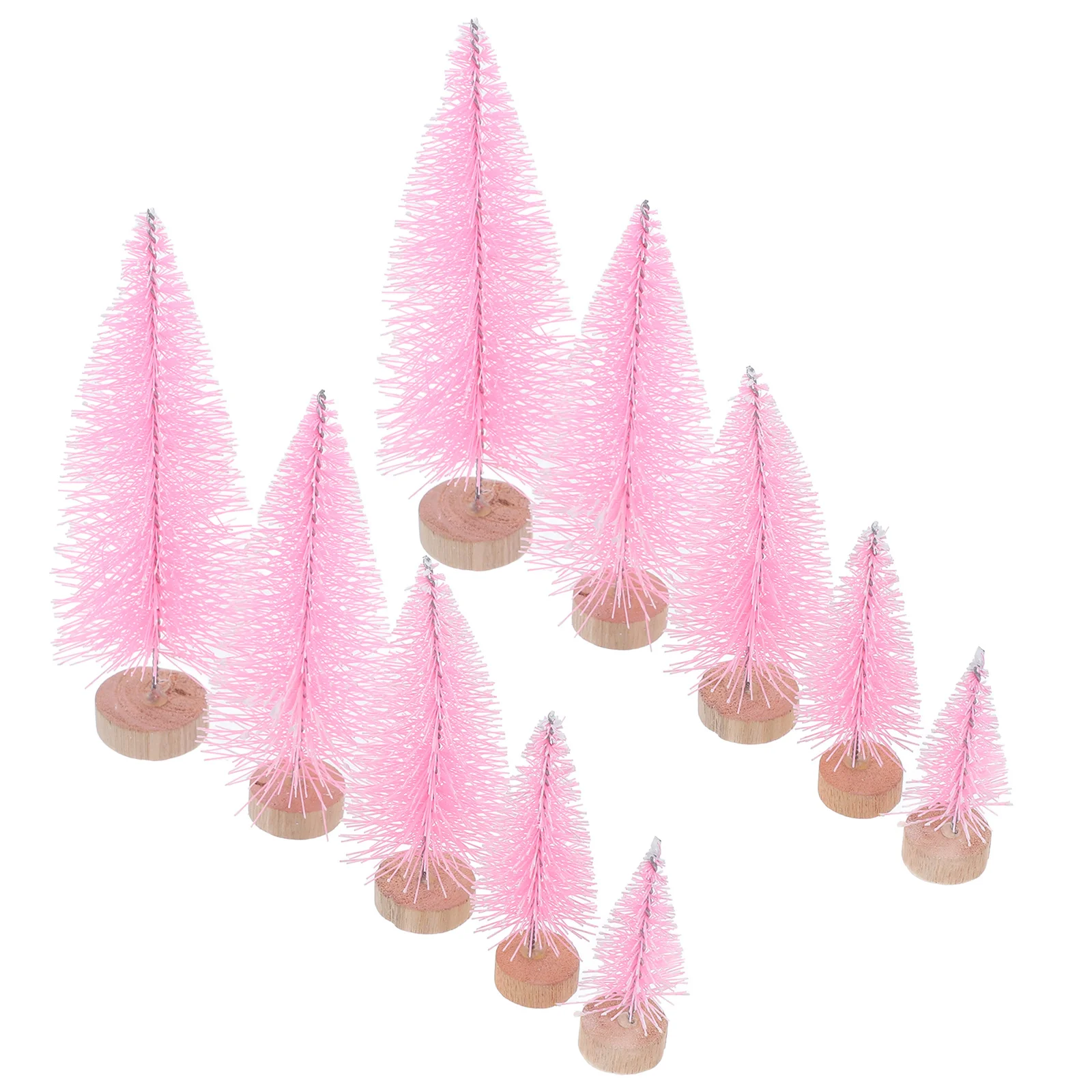 

10Pcs Xmas Mini Pine Tree Decoration Wooden Base Vivid Appearance Practical for Sand Table Layout Christmas Tree Decorations