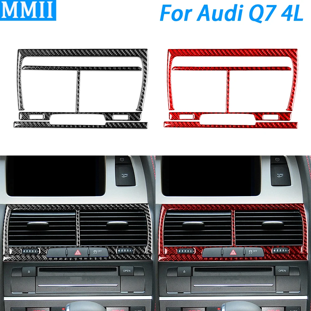 

For Audi Q7 4L 2007-2015 Real Carbon Fiber Central Control Air Conditioning Outlet Trim Cover Car Interior Decoration Sticker