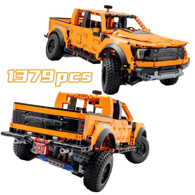 1379PCS Technical Forded Raptors Building Blocks Model F-150 Pickup Truck Racing Car Vehicle Assemble Bricks Kids Toy Gift