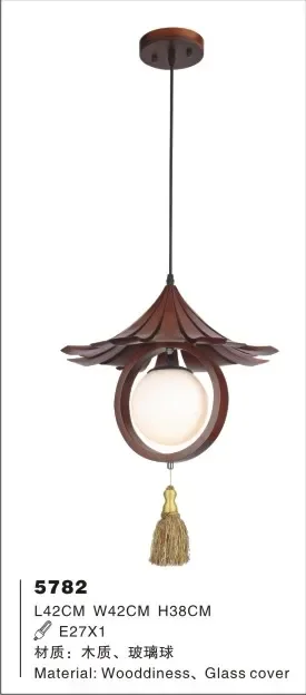 Chinese style pendant light solid wood restaurant lamp pendant lamp study light casual light 5782