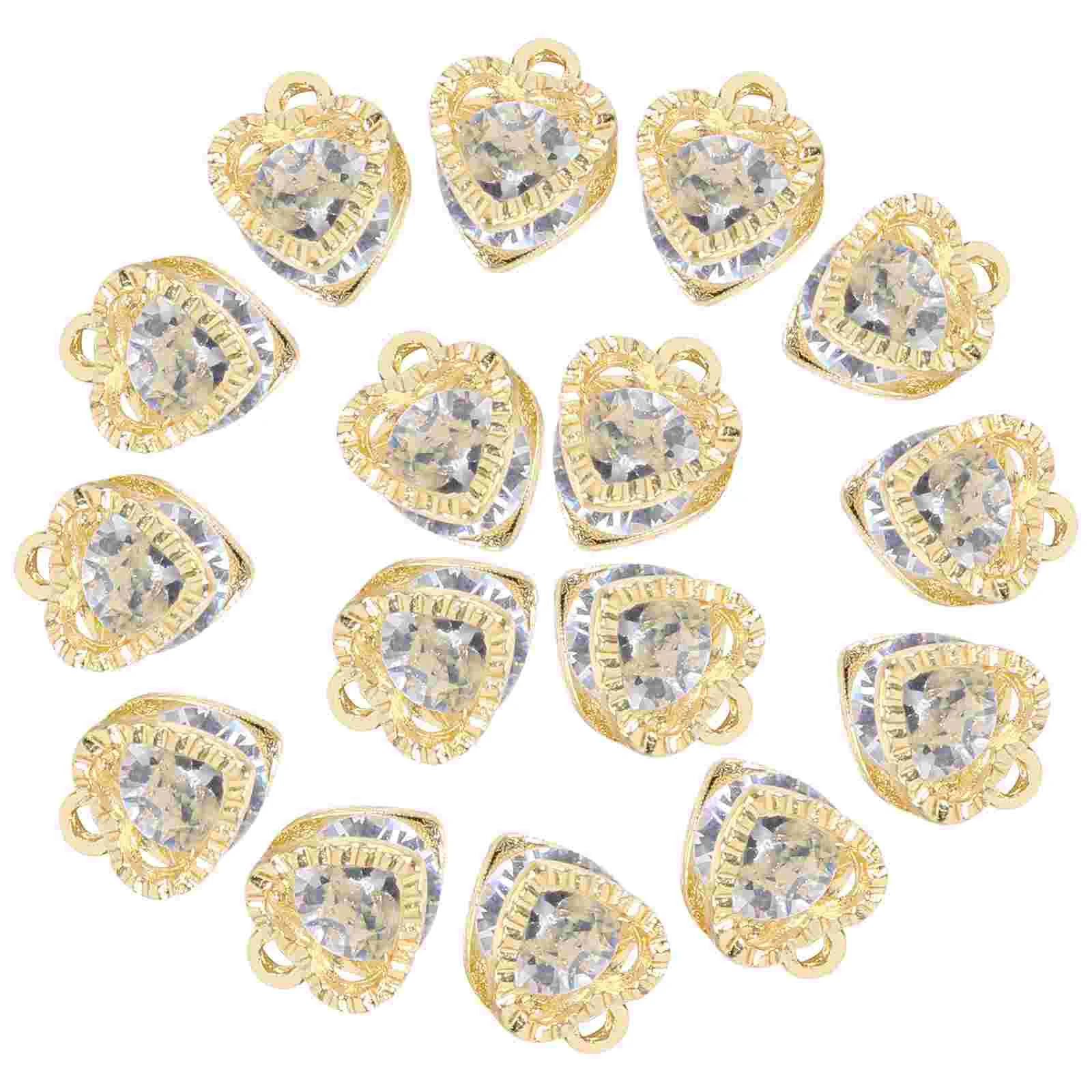 

50 Pcs Zircon Pendant Shiny Pendants Alloy Charm Necklace DIY Elegant Jewelry Making