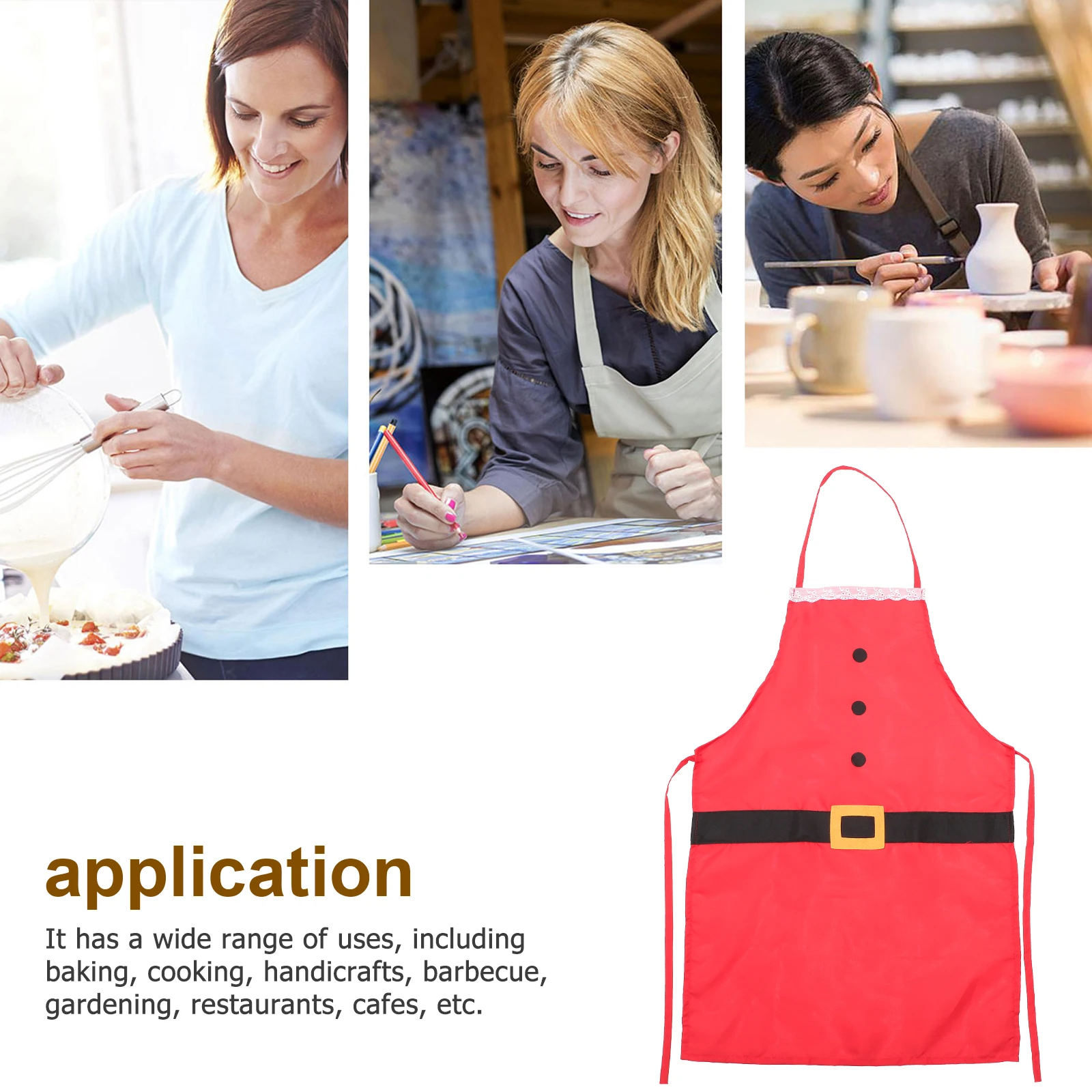 

Kitchen Christmas Apron Adult Bib Decorative Aprons Aldult Waterproof Dishwashing Red Winter