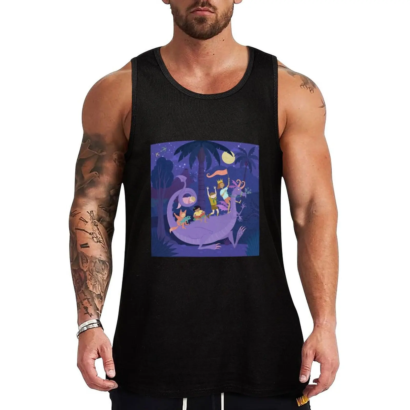 

Nighttime Dragon Ride Tank Top Men gym sportswear vest men cool things Men's clothes luxury style