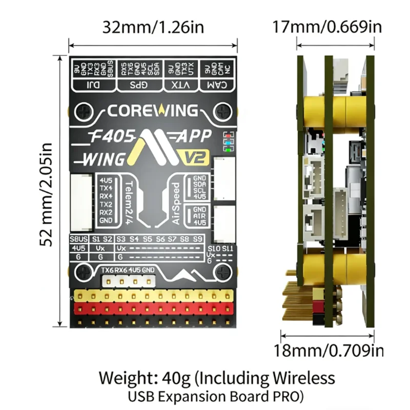CoreWing F405 WING V2 Flight Controller (SpeedyBee F405 WING APP) – ArduPilot Compatible, FPV Ready, Autopilot Return-to-Home
