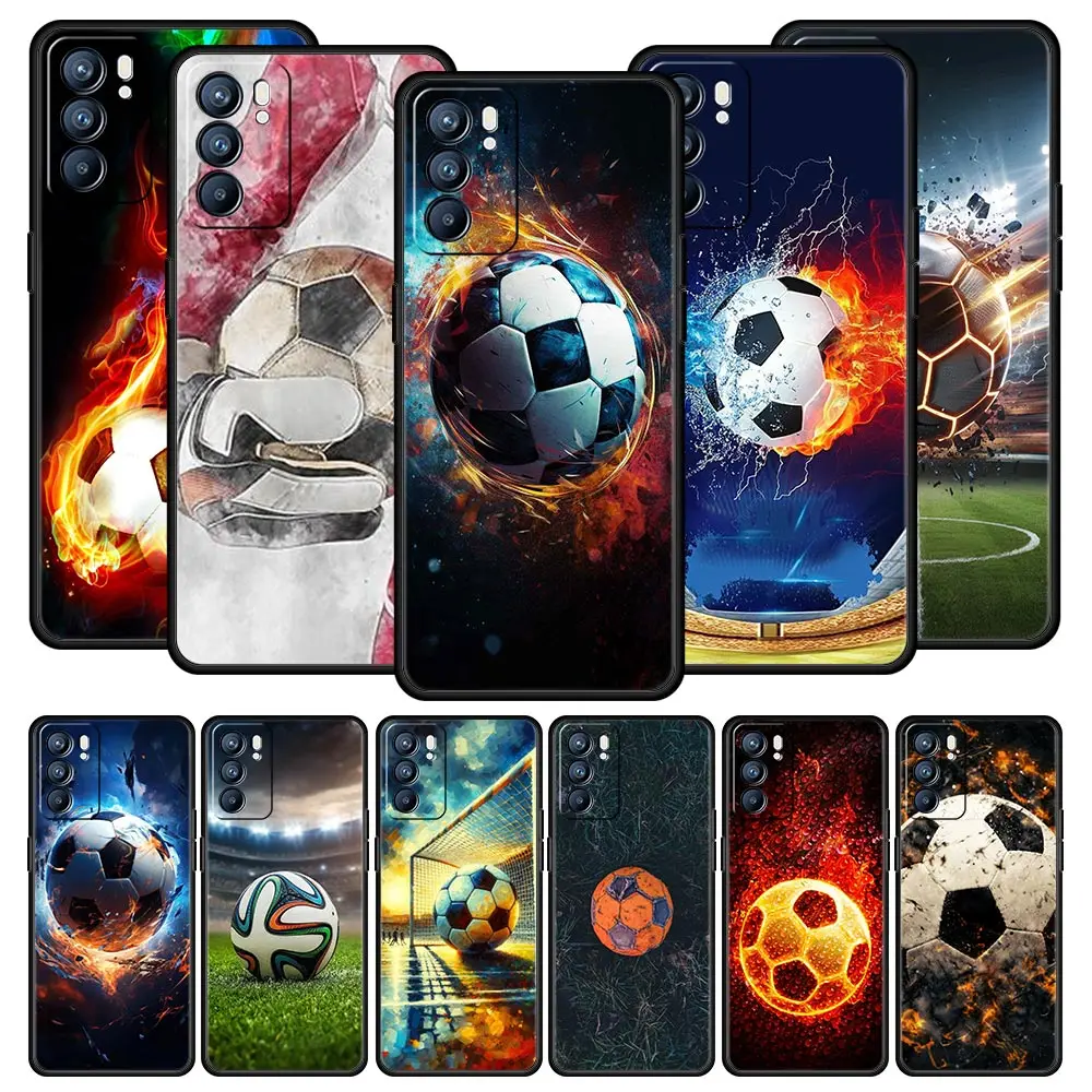 Capa de telefone de futebol para oppo reno13 reno12 reno11 f reno10 pro a54 5g encontrar x5 a53 a52 a9 a57 a78 4g a79 a80 a98 capa