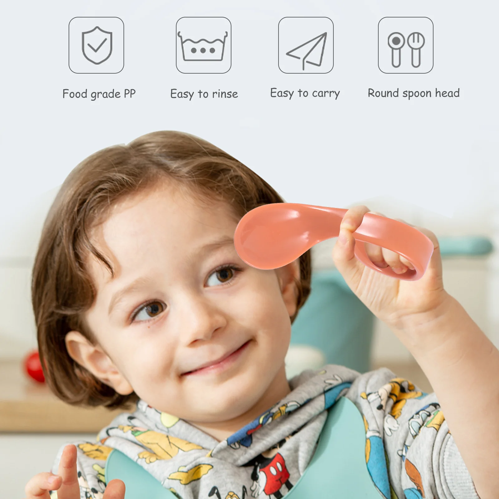 

1 set 1 Set Infant Feeding Spoon Fork Set Curved Design Easy Grip Non-Slip Handle Heat Resistant For Toddlers Learning Utensil