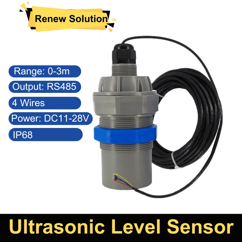 IP68 Ultrasonic Level Sensor Probe 4-20 ma RS485 Distance 10 Meter Water Fuel Oil Tank Liquid Depth Transmitter Without Display