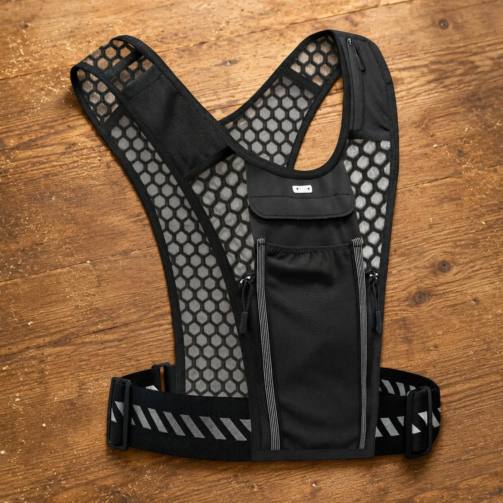Running Backpack Zippered Compartment Running Chest Pack Hydration Vest Backpack Reflective Band Chest Pocket Vest Bag 4